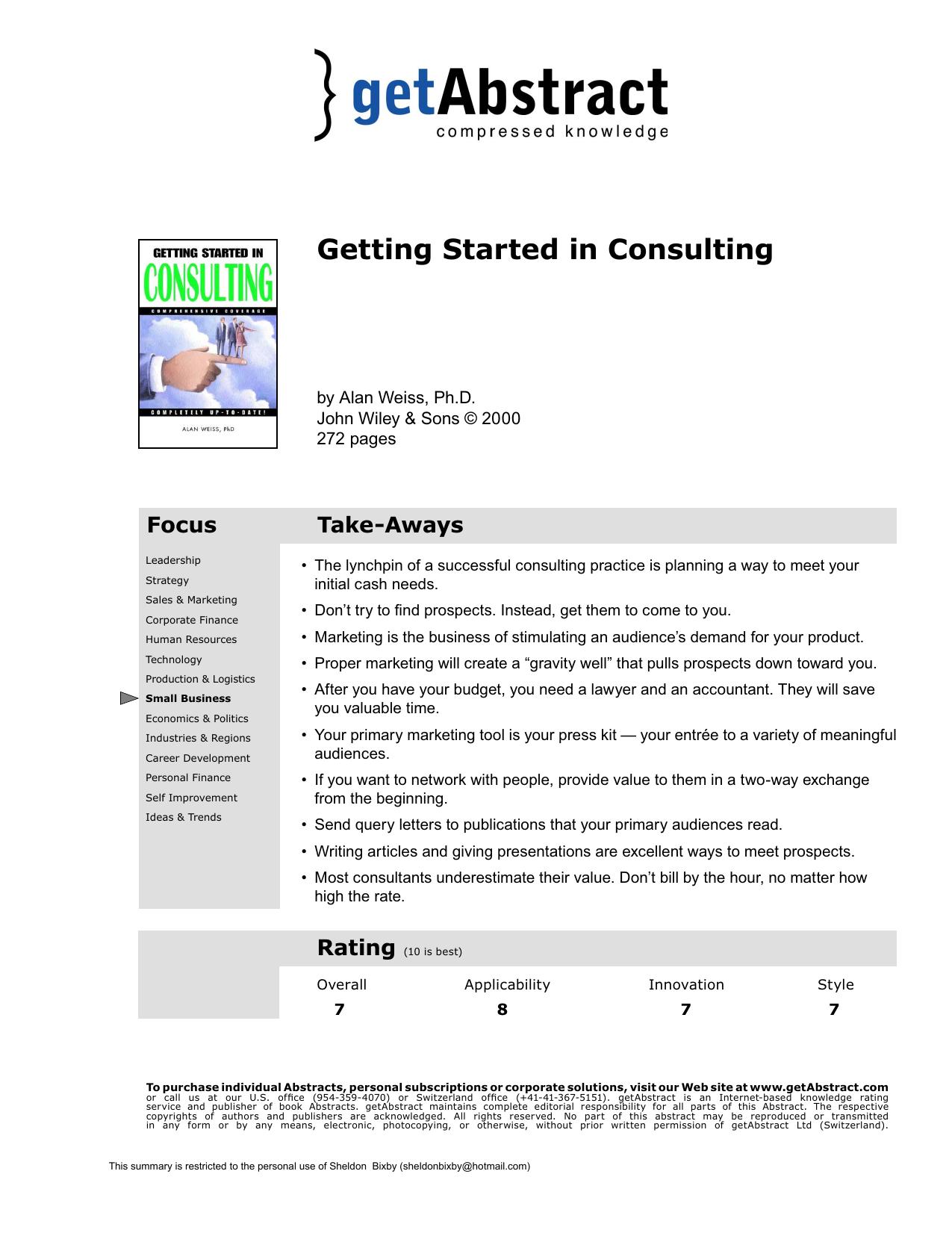 Getting Started in Consulting by getAbstract