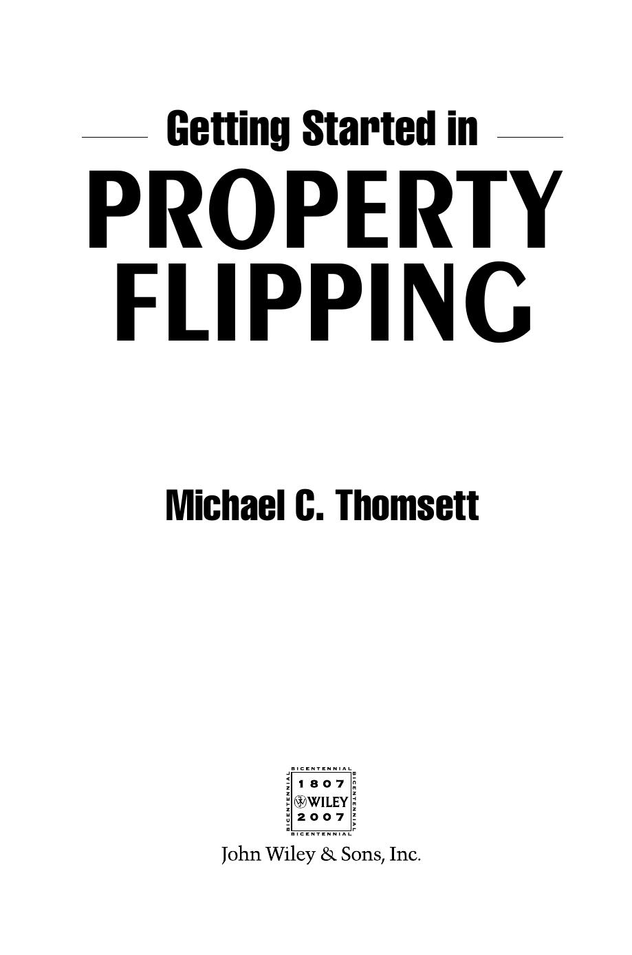 Getting Started in Property Flipping by Michael C. Thomsett
