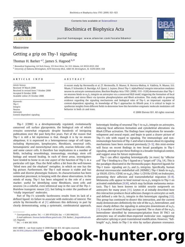 Getting a grip on Thy-1 signaling by Thomas H. Barker; James S. Hagood