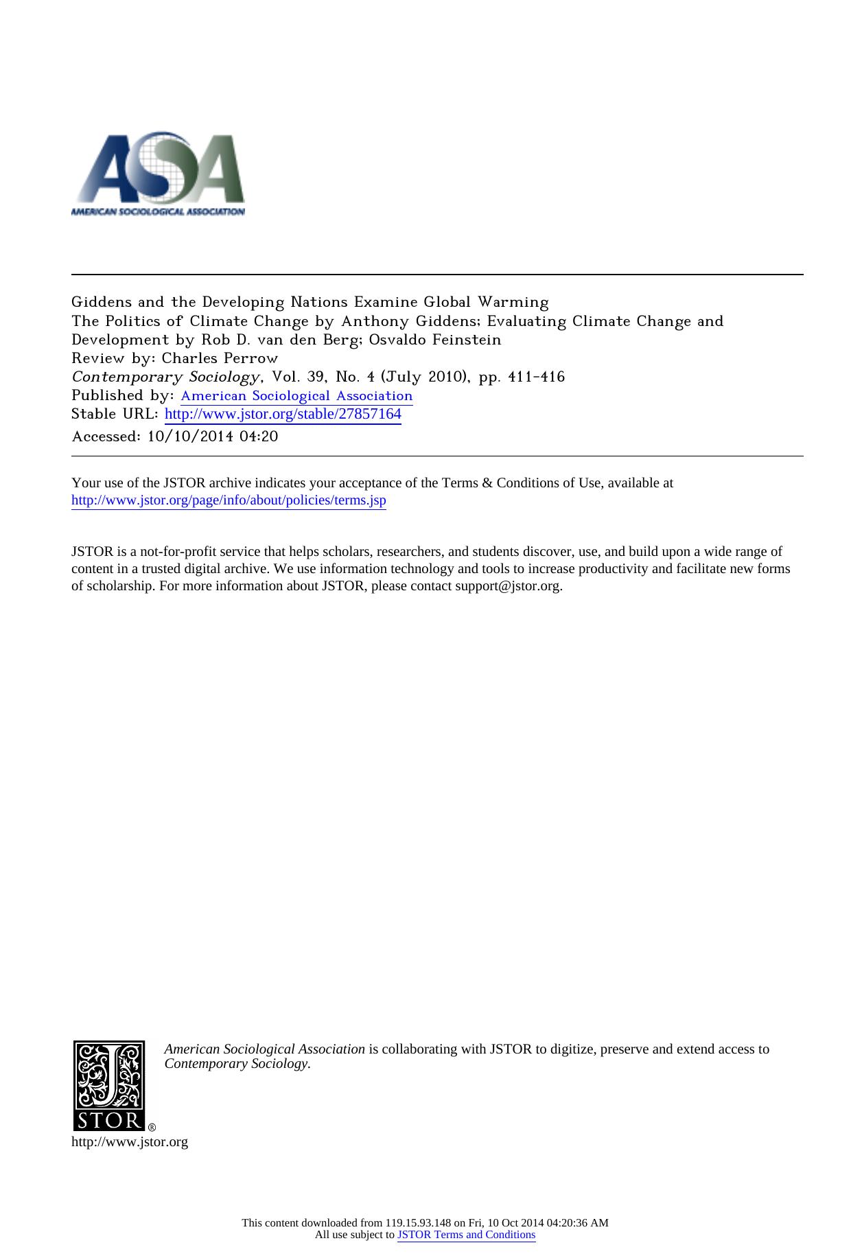 Giddens and the Developing Nations Examine Global Warming by unknow