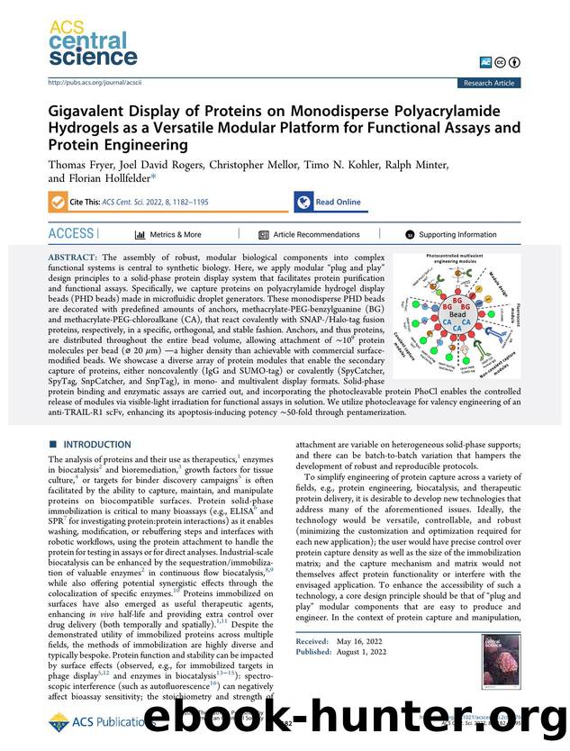 Gigavalent Display of Proteins on Monodisperse Polyacrylamide Hydrogels as a Versatile Modular Platform for Functional Assays and Protein Engineering by unknow