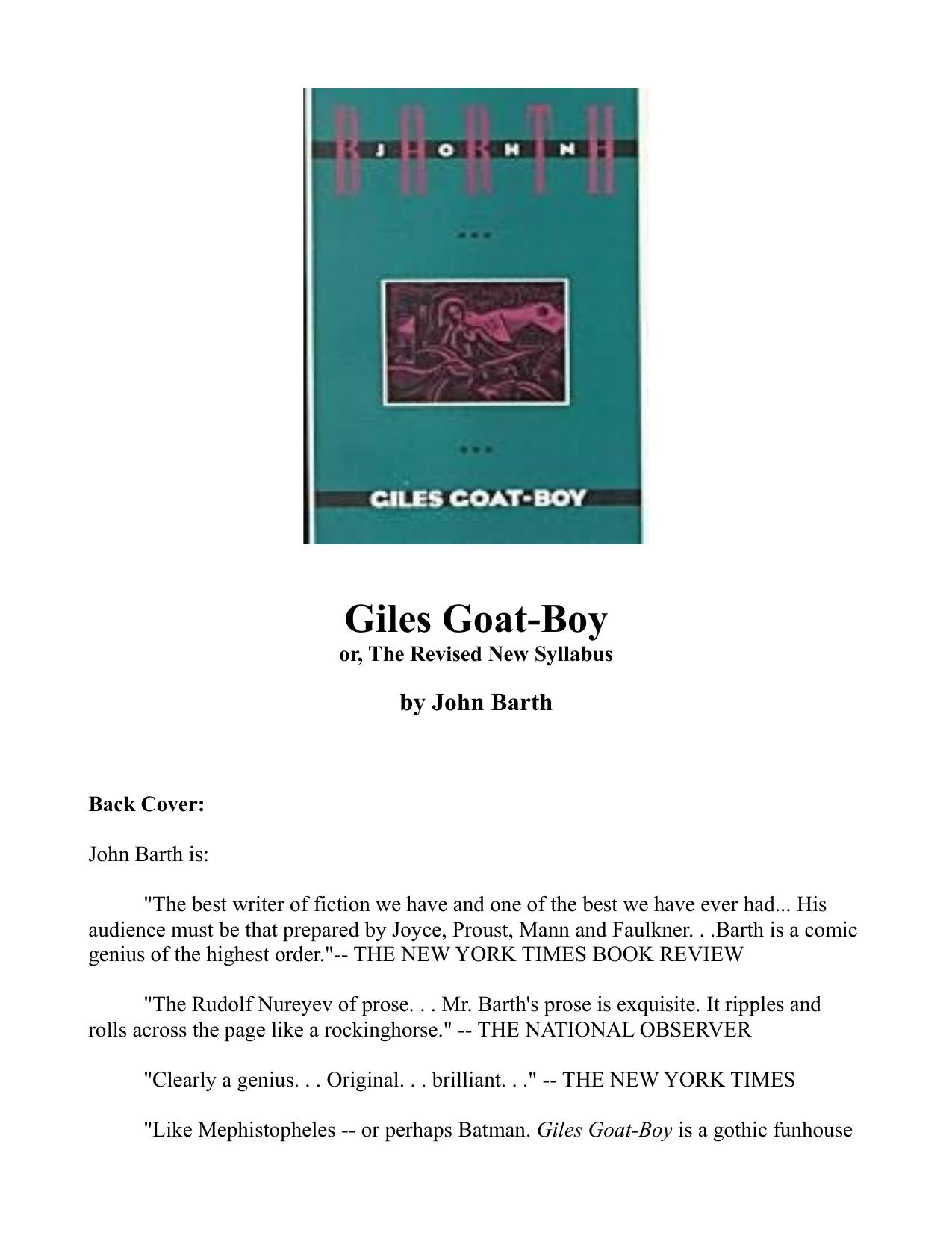 Giles Goat Boy by John Barth