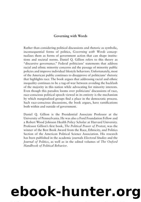 Gillion by Governing & Words. The Political Dialogue on Race Public Policy & Inequality in America (2016)