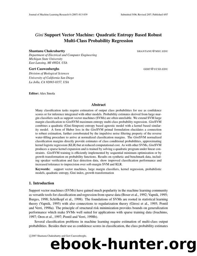 Gini Support Vector Machine: Quadratic Entropy Based Robust Multi-Class Probability Regression by Unknown