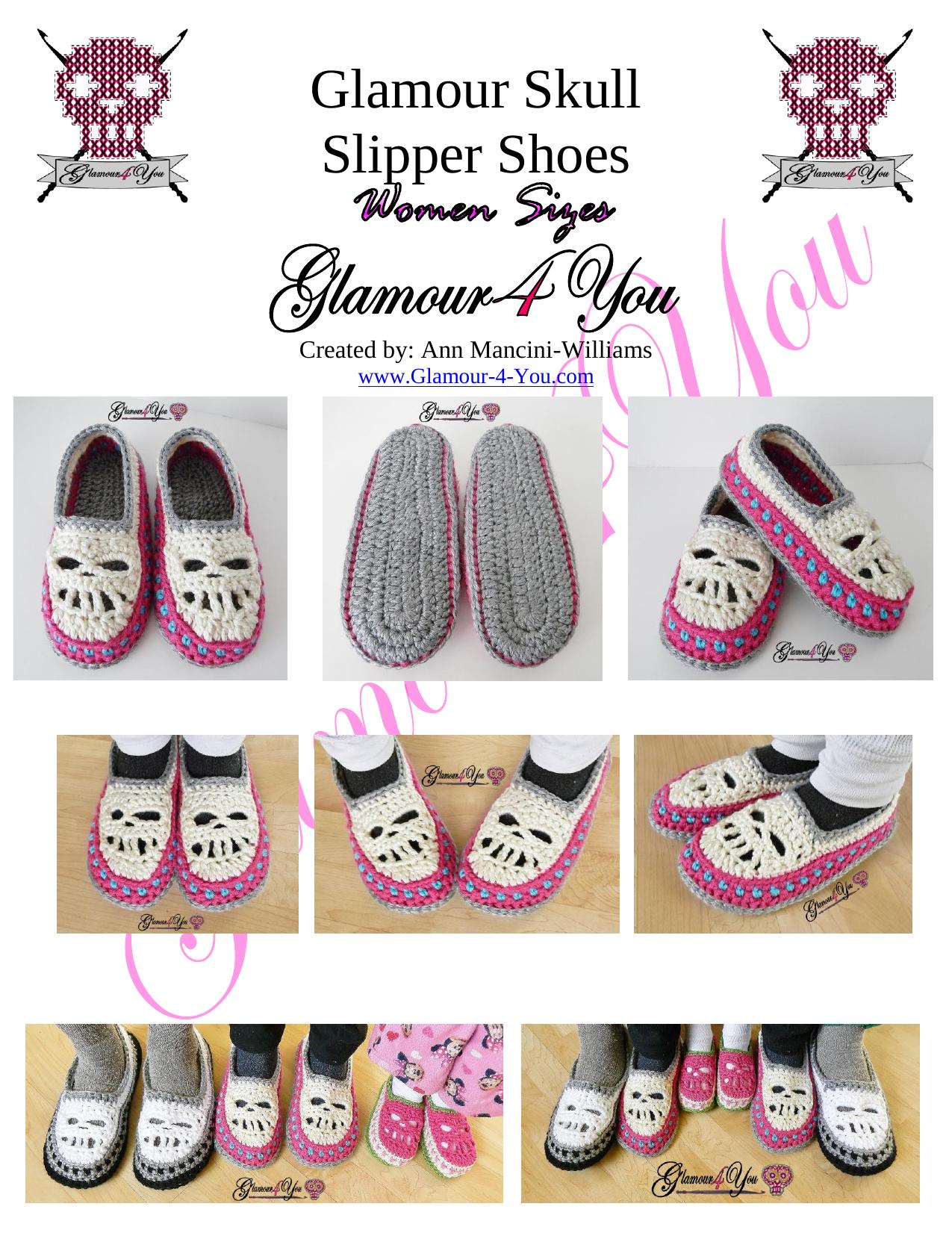 Glamour Skull Slipper Shoes by Ann Mancini