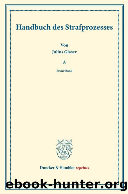 Glaser by Handbuch des Strafprozesses (9783428561506)