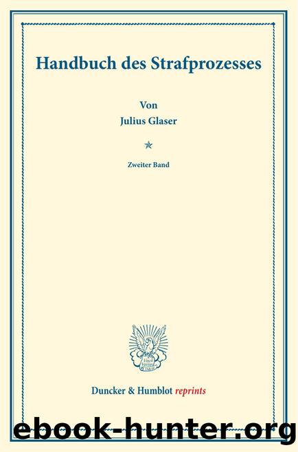Glaser by Handbuch des Strafprozesses (9783428561513)