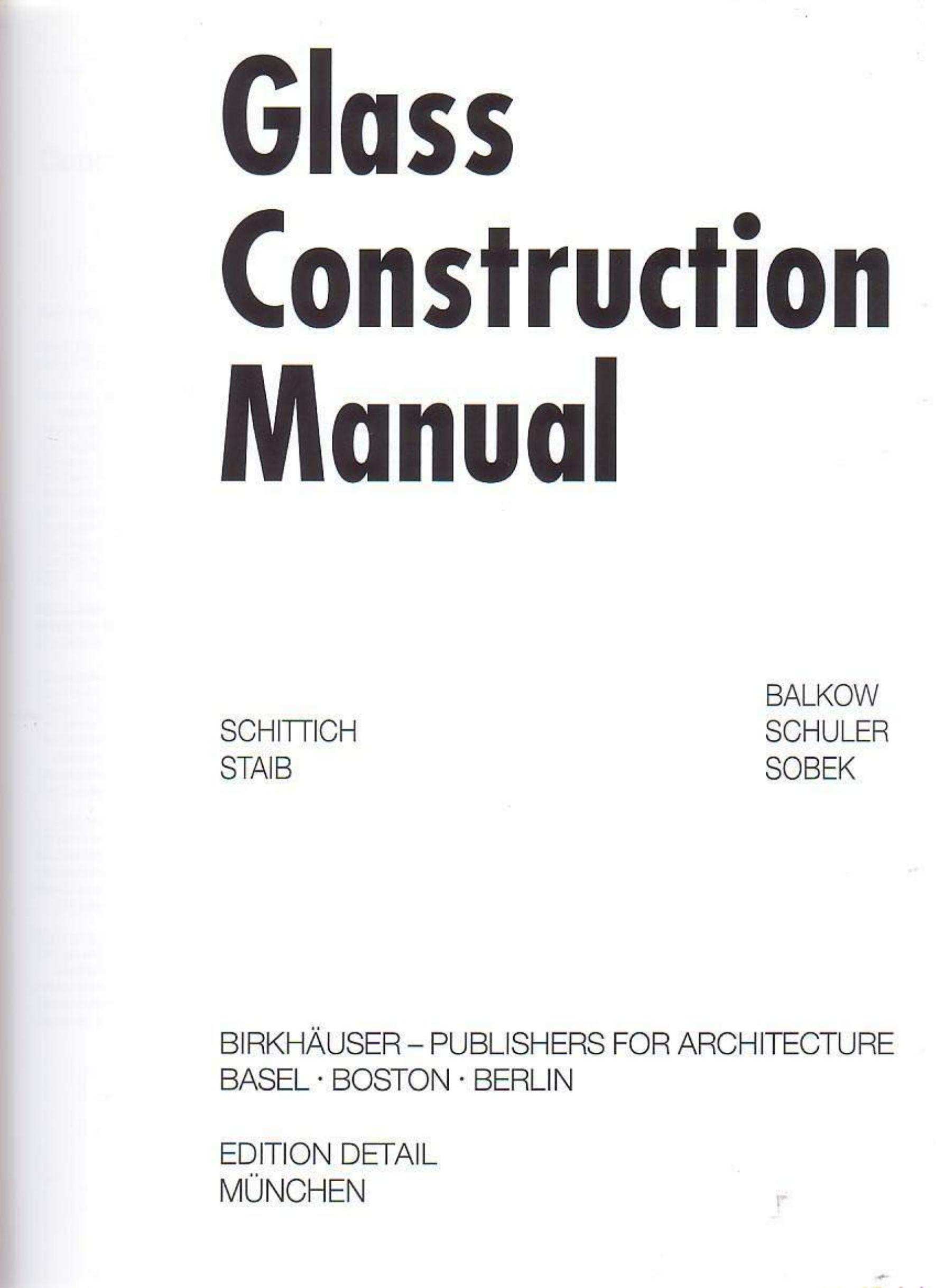 Glass Construction Manual by Unknown