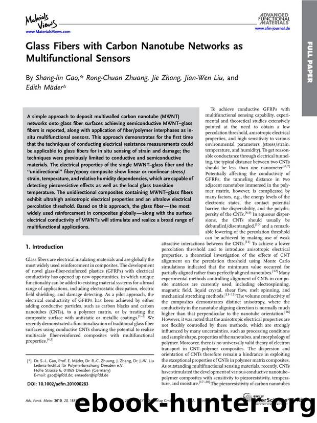 Glass Fibers with Carbon Nanotube Networks as Multifunctional Sensors by Unknown