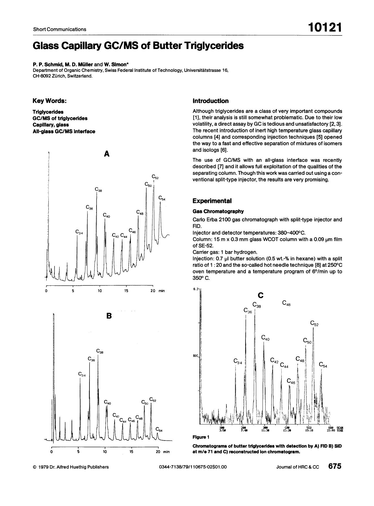 Glass capillary GCMS of butter triglycerides by Unknown
