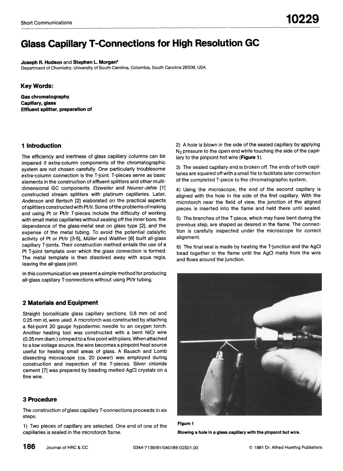 Glass capillary T-connections for high resolution GC by Unknown