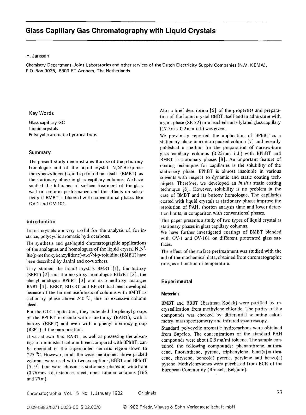 Glass capillary gas chromatography with liquid crystals by Unknown