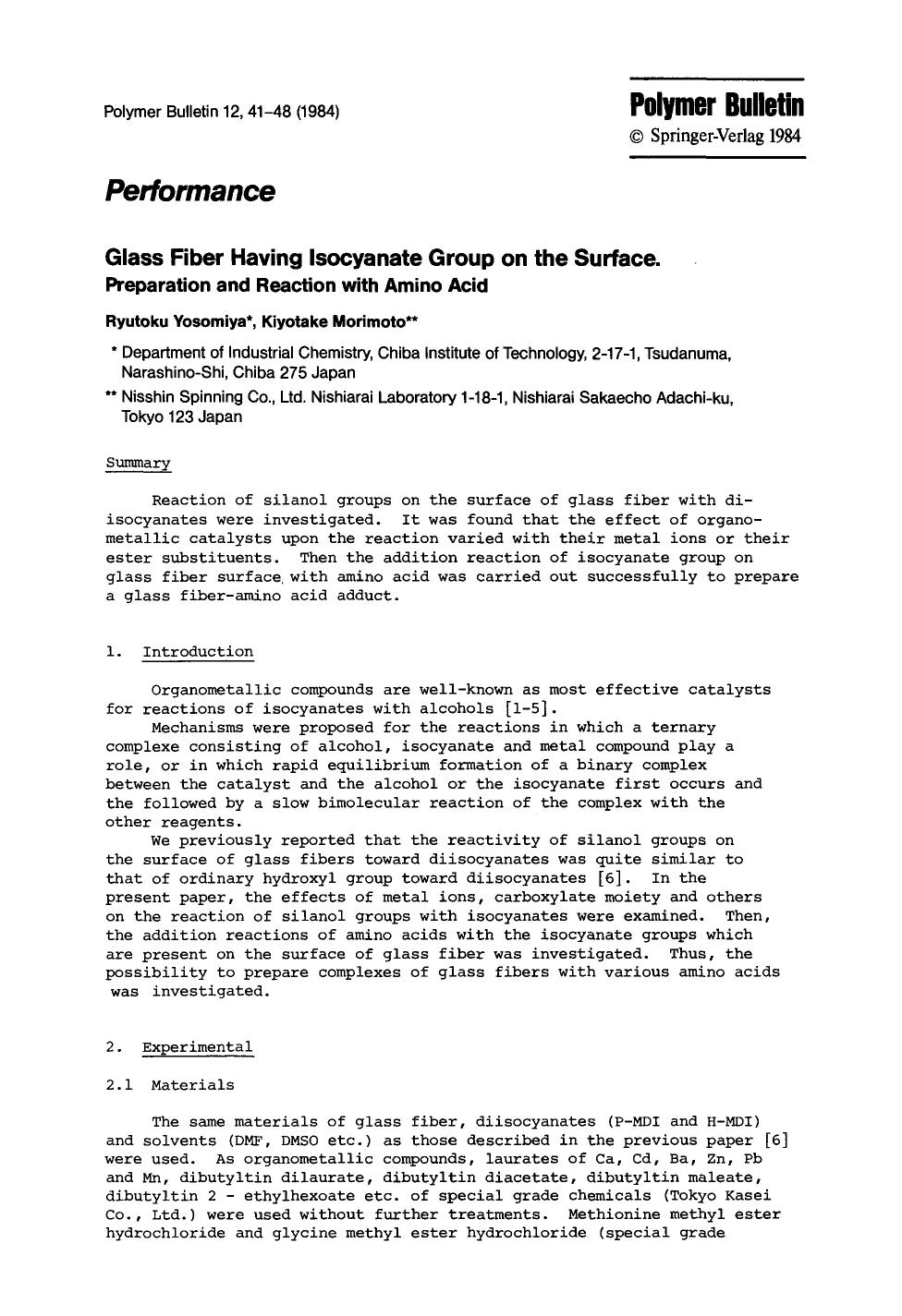 Glass fiber having isocyanate group on the surface by Unknown