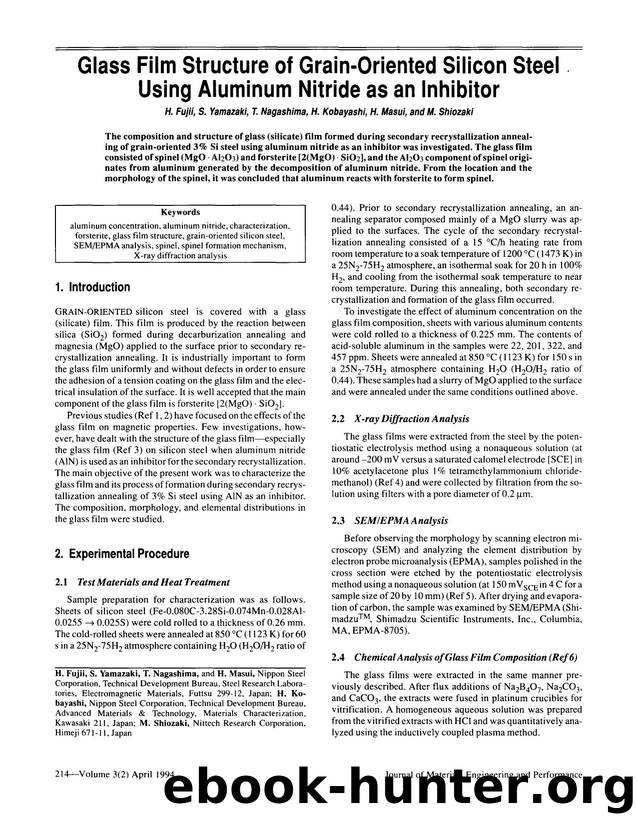Glass film structure of grain-oriented silicon steel using aluminum nitride as an inhibitor by Unknown