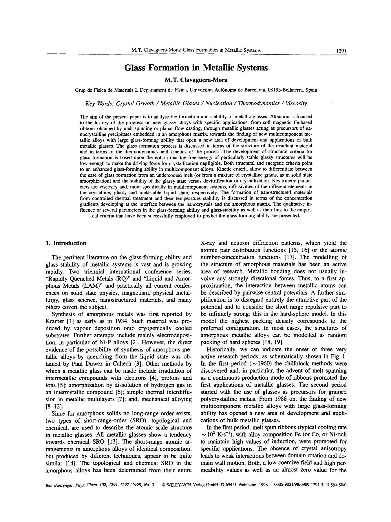Glass formation in metallic systems by Unknown