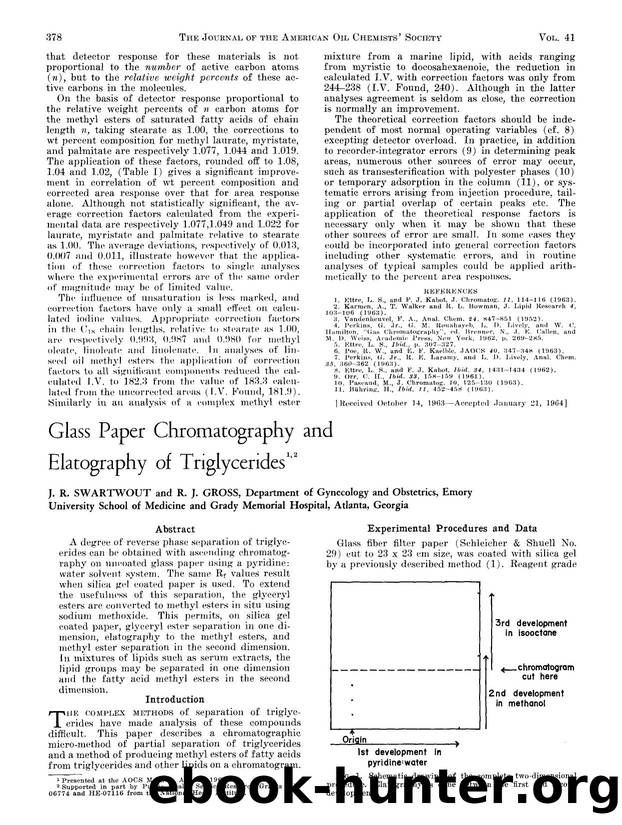 Glass paper chromatography and elatography of triglycerides by Unknown
