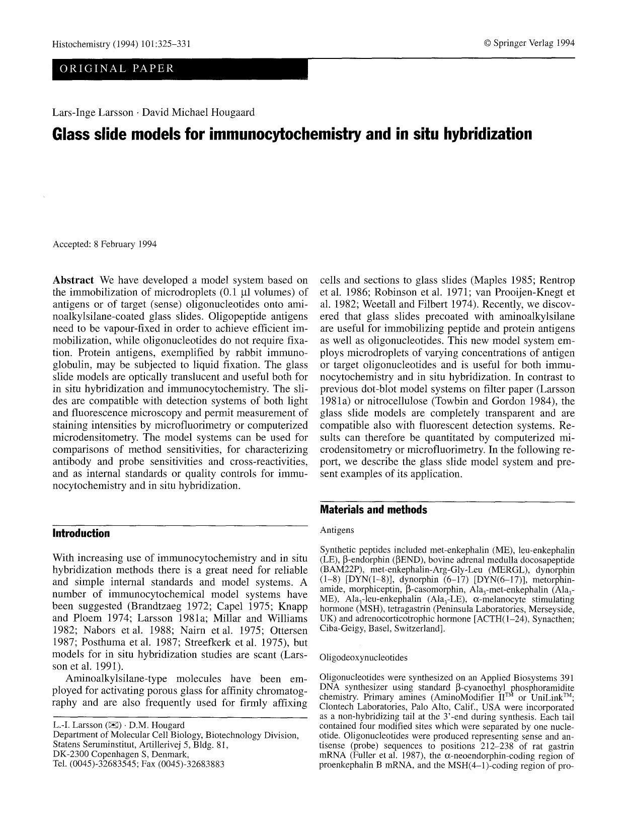 Glass slide models for immunocytochemistry and in situ hybridization by Unknown