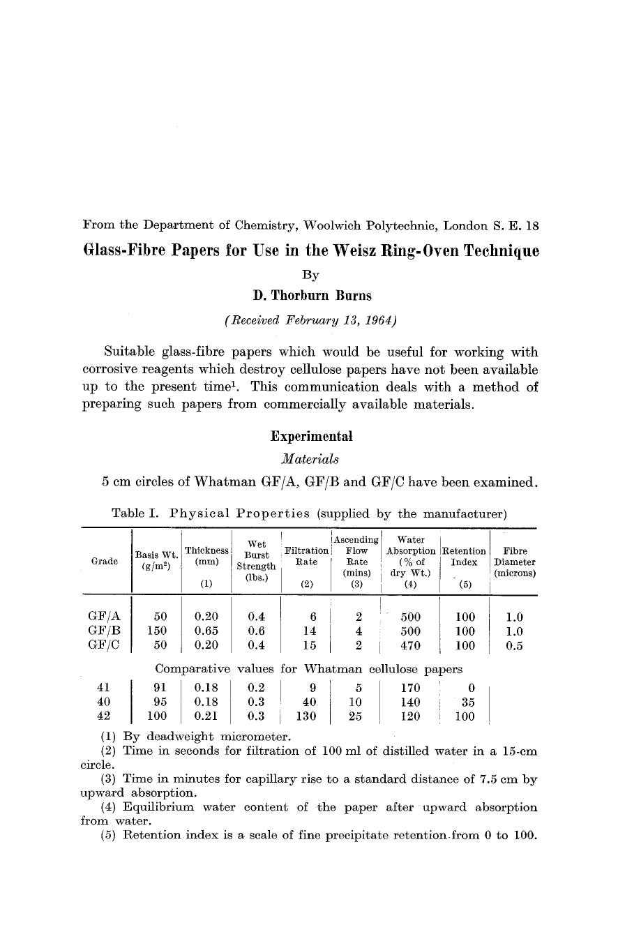 Glass-fibre papers for use in the weisz Ring-Oven technique by Unknown