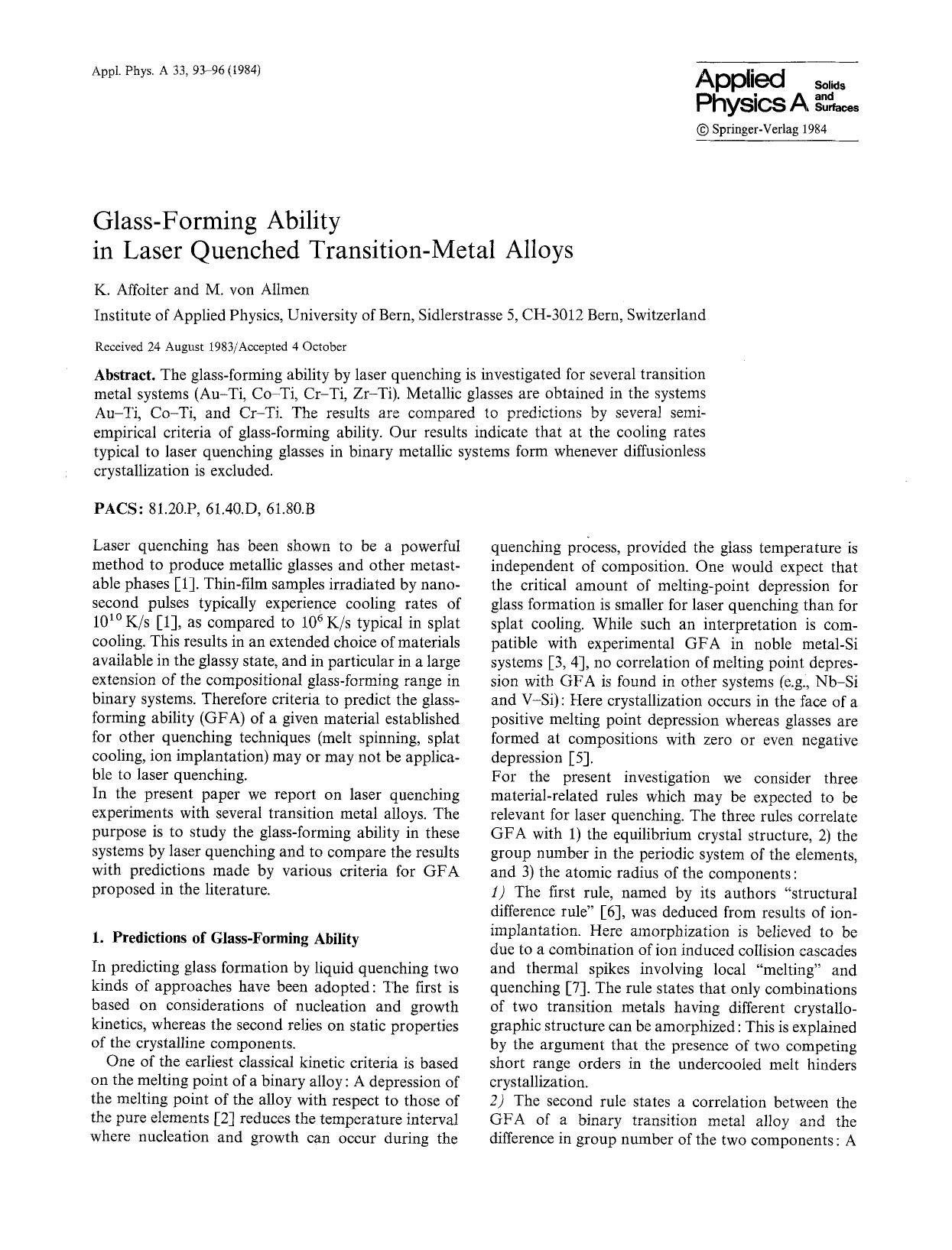 Glass-forming ability in laser quenched transition-metal Alloys by Unknown