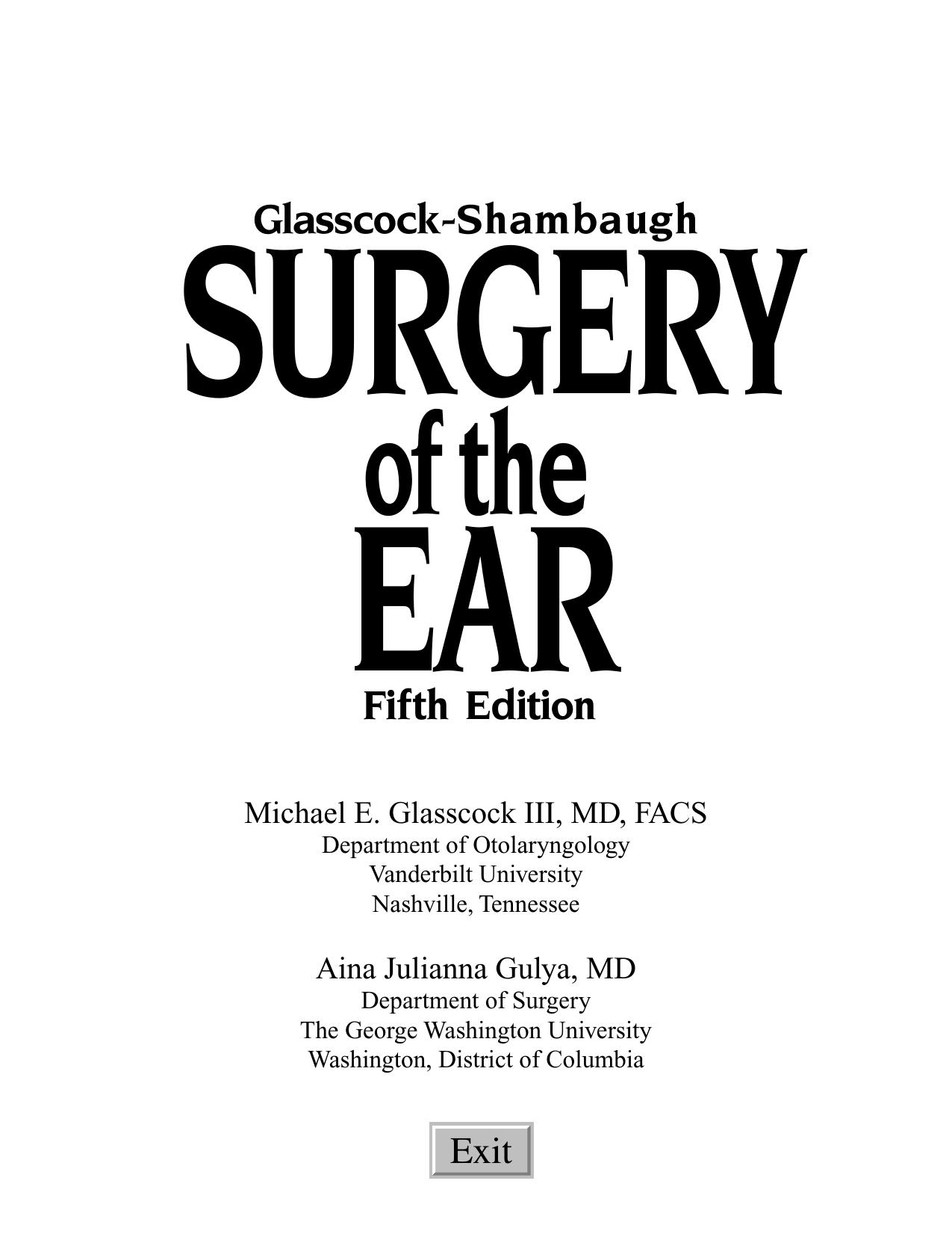 Glasscock-Shambaugh Surgery of the Ear by Unknown