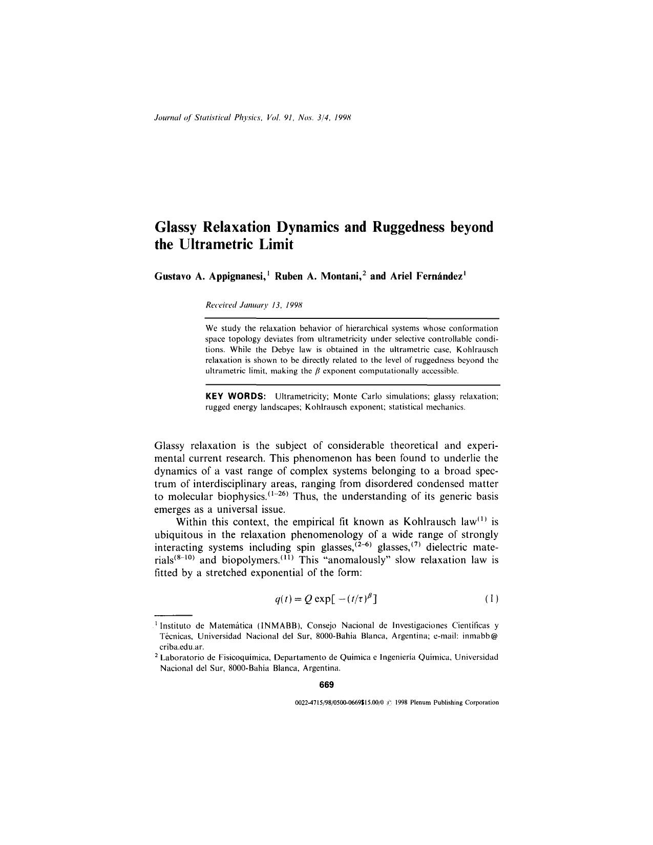 Glassy Relaxation Dynamics and Ruggedness beyond the Ultrametric Limit by Unknown