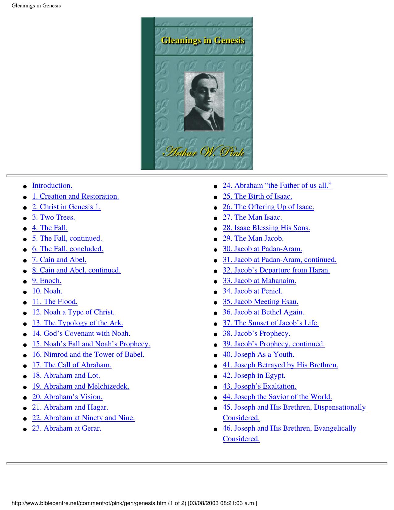 Gleanings in Genesis by Arthur Pink