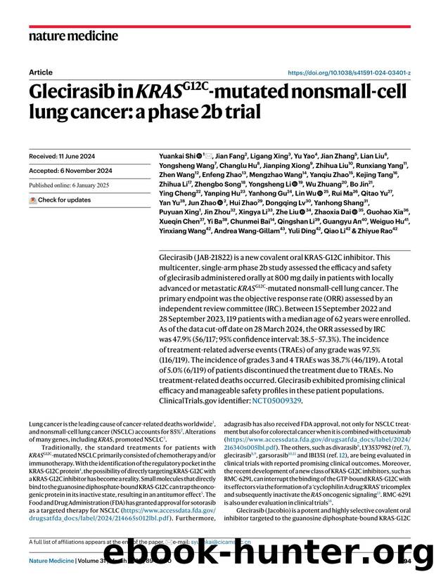 Glecirasib in KRASG12C-mutated nonsmall-cell lung cancer: a phase 2b trial by unknow