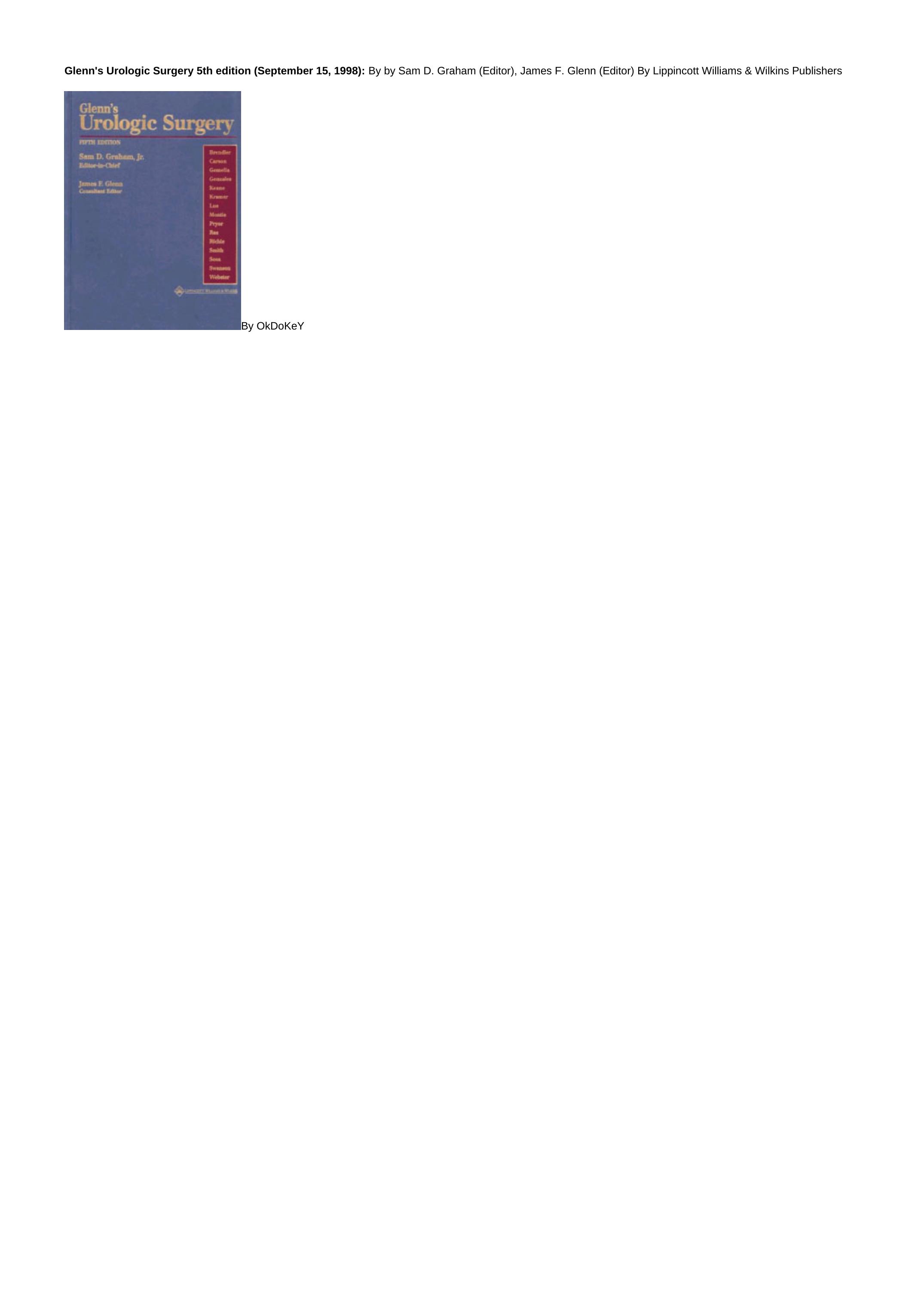 Glenn's urologic surgery by Sam D. Graham