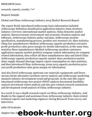 Global And China Arthroscopy Industry 2013 by Unknown