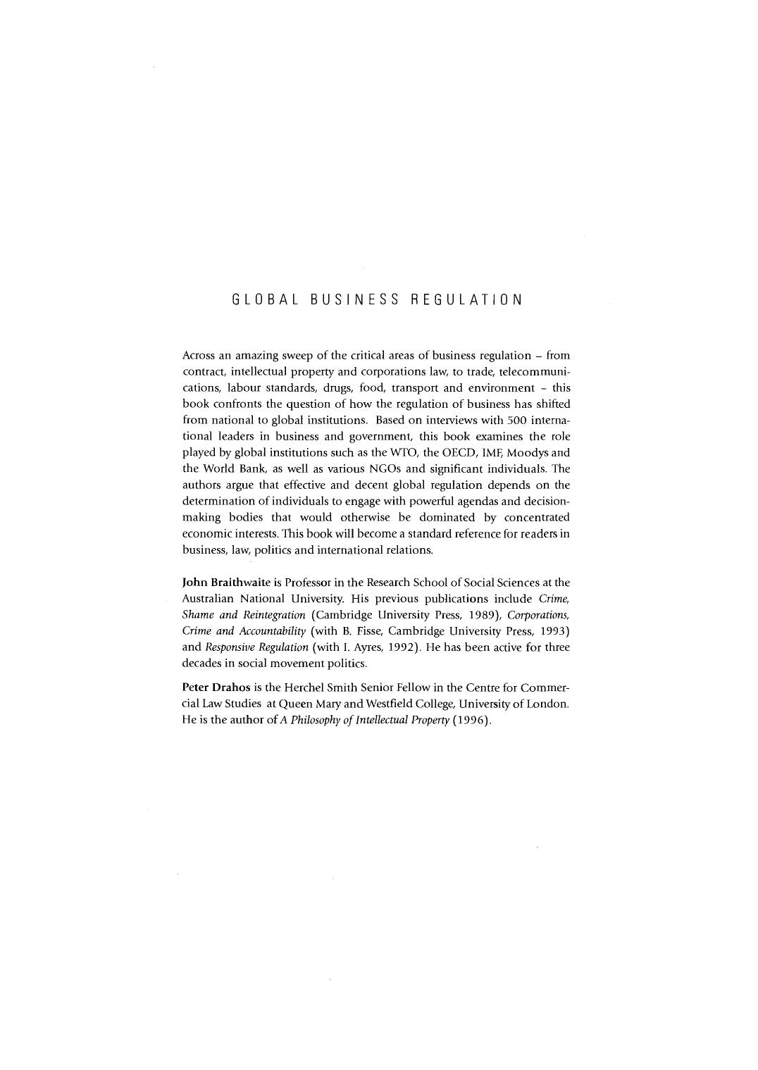 Global Business Regulation by Drahos