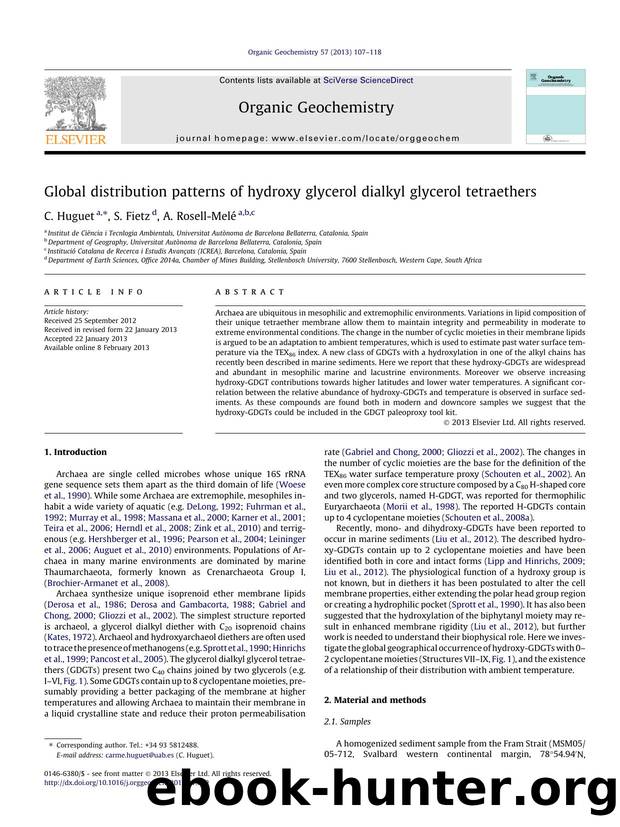 Global distribution patterns of hydroxy glycerol dialkyl glycerol tetraethers by C. Huguet & S. Fietz & A. Rosell-Melé