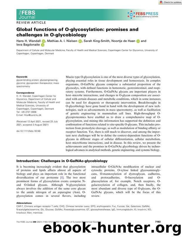 Global functions of Oâglycosylation: promises and challenges in Oâglycobiology by Unknown