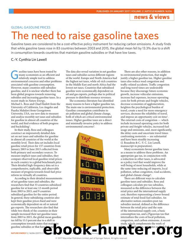 Global gasoline prices: The need to raise gasoline taxes by C.-Y. Cynthia Lin Lawell