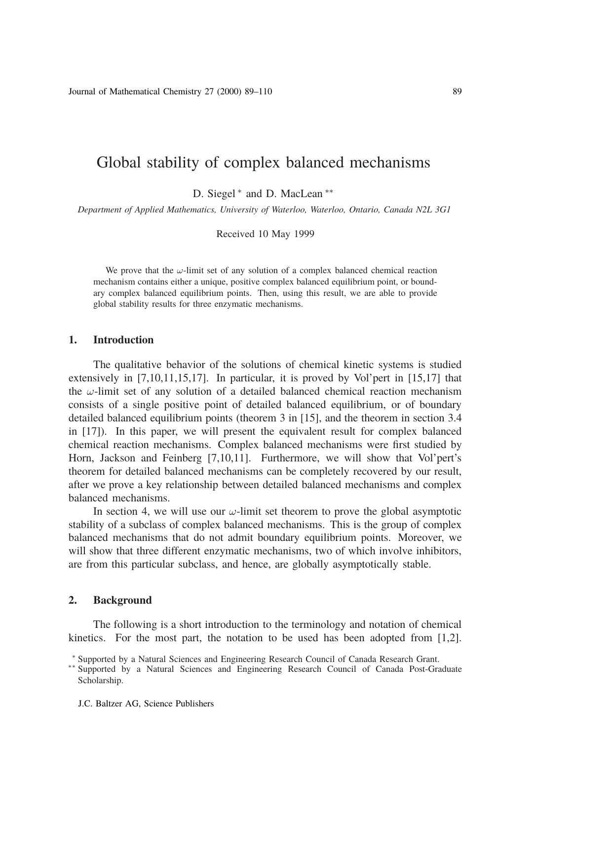 Global stability of complex balanced mechanisms by Unknown