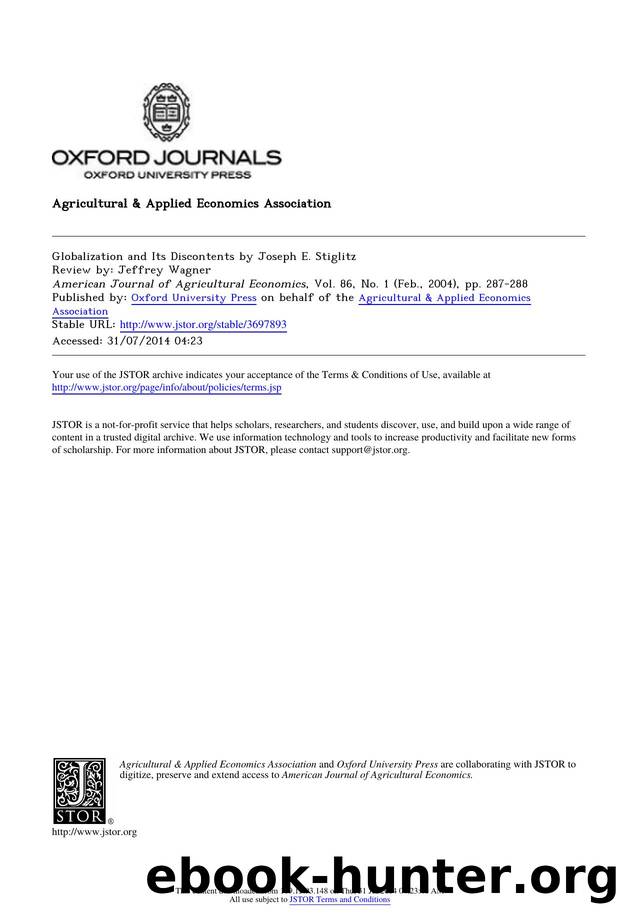 Globalization and Its Discontents by Joseph E. Stiglitz by Globalization & Its Discontents by Joseph E. Stiglitz