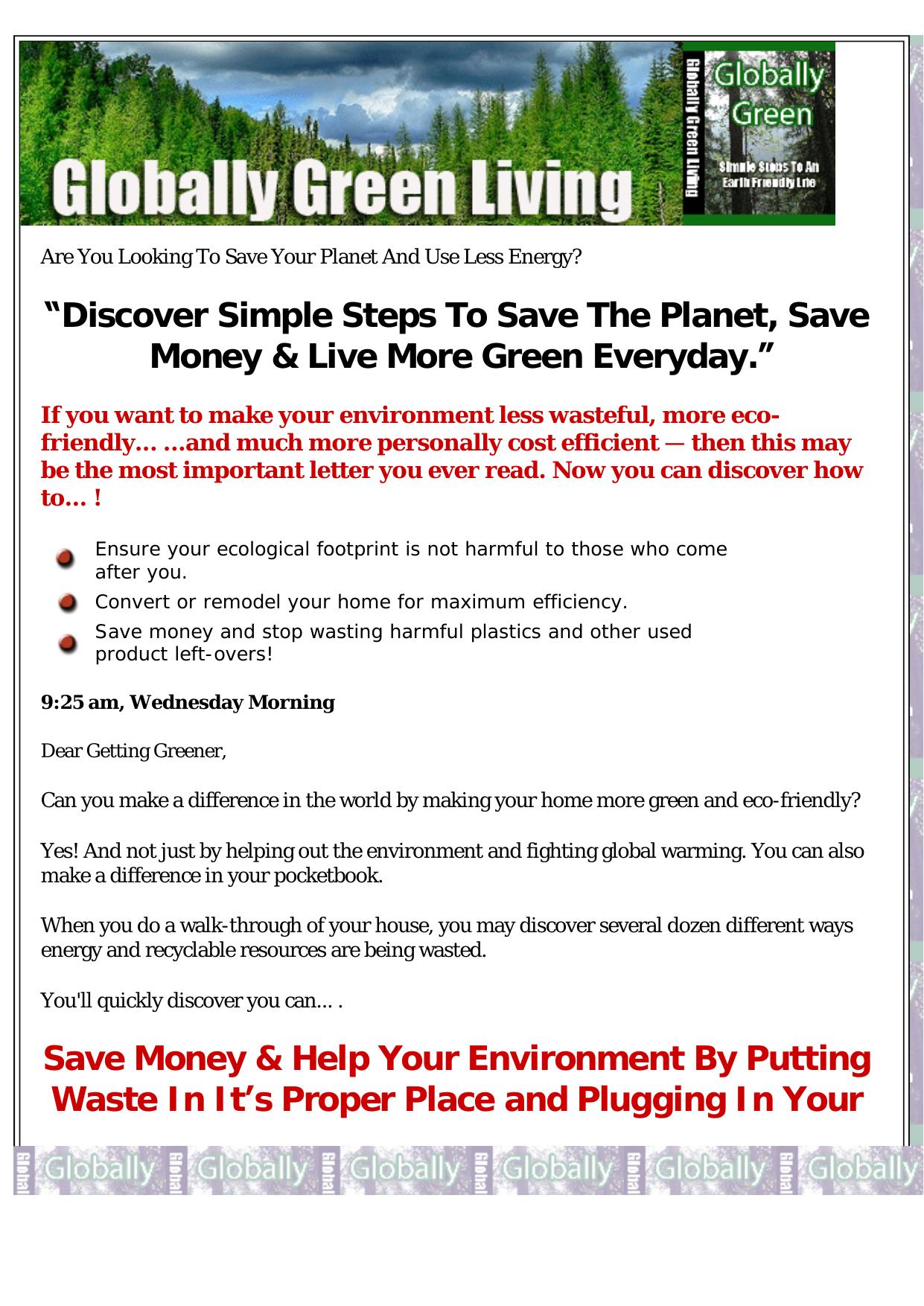 Globally Green - Simple Steps To An Earth Friendly Life. by Best of Kuszter's Collection