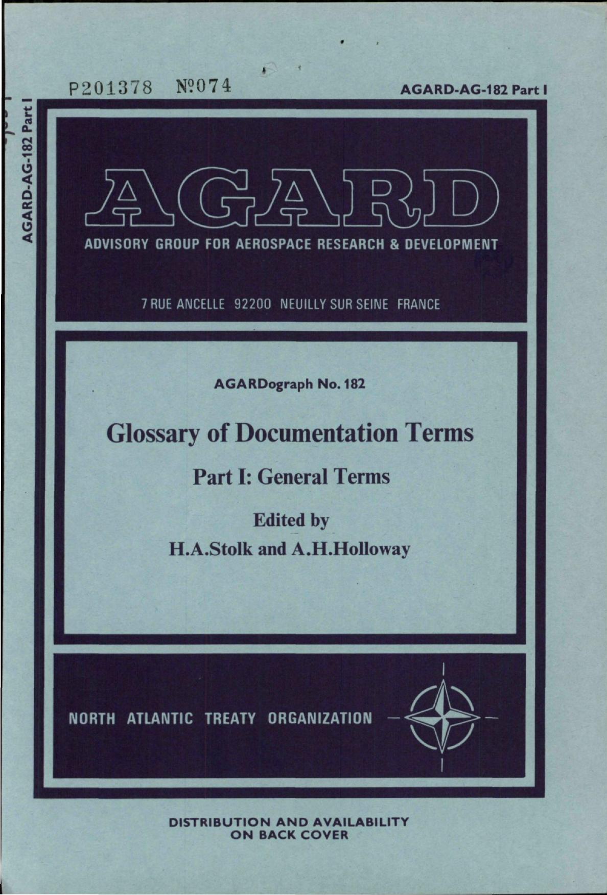 Glossary of Documentation Terms Part I: General Terms by Stolk H.A