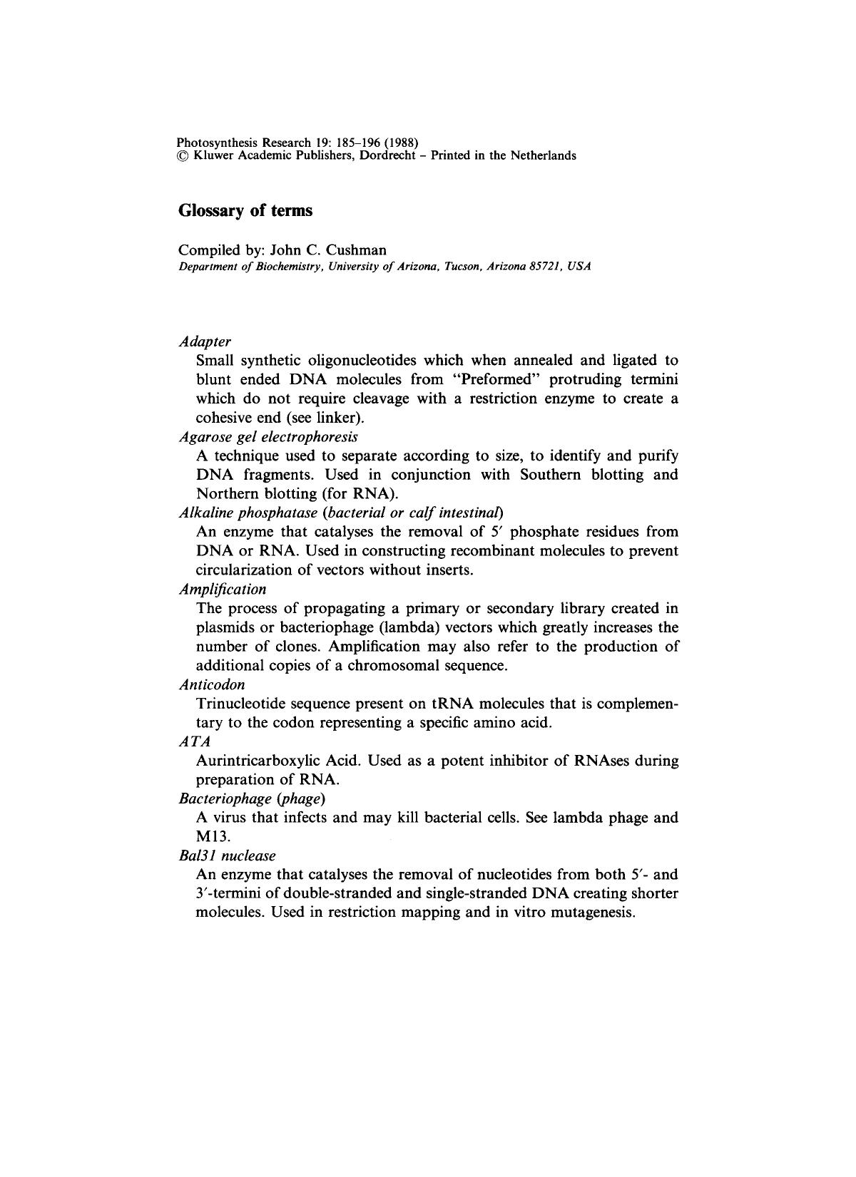 Glossary of terms by Unknown