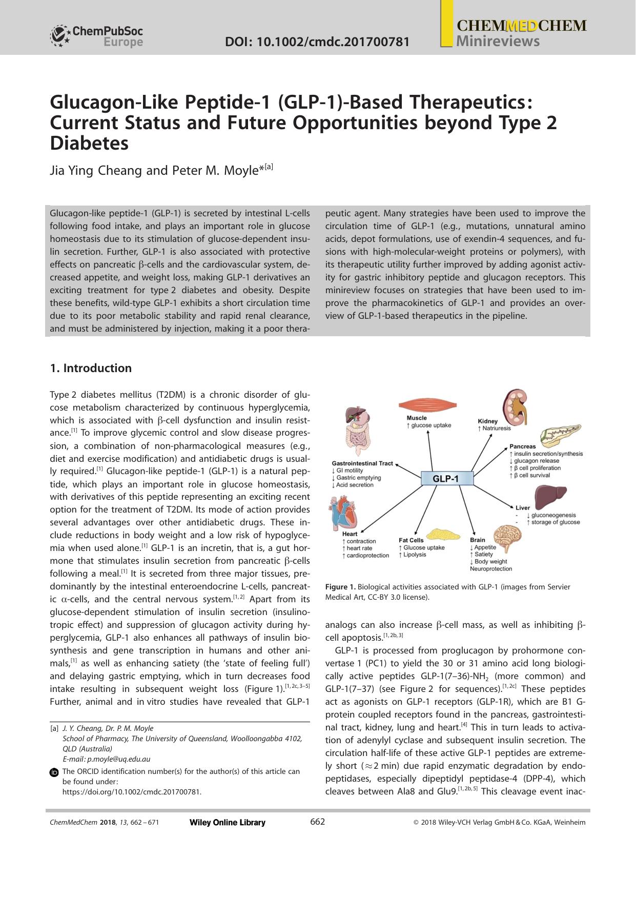 GlucagonâLike Peptideâ1 (GLPâ1)âBased Therapeutics: Current Status and Future Opportunities beyond Typeâ2 Diabetes by Unknown
