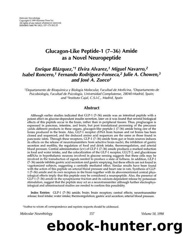 Glucagon-like peptide-1 (7&#x2013;36) amide as a novel neuropeptide by Unknown