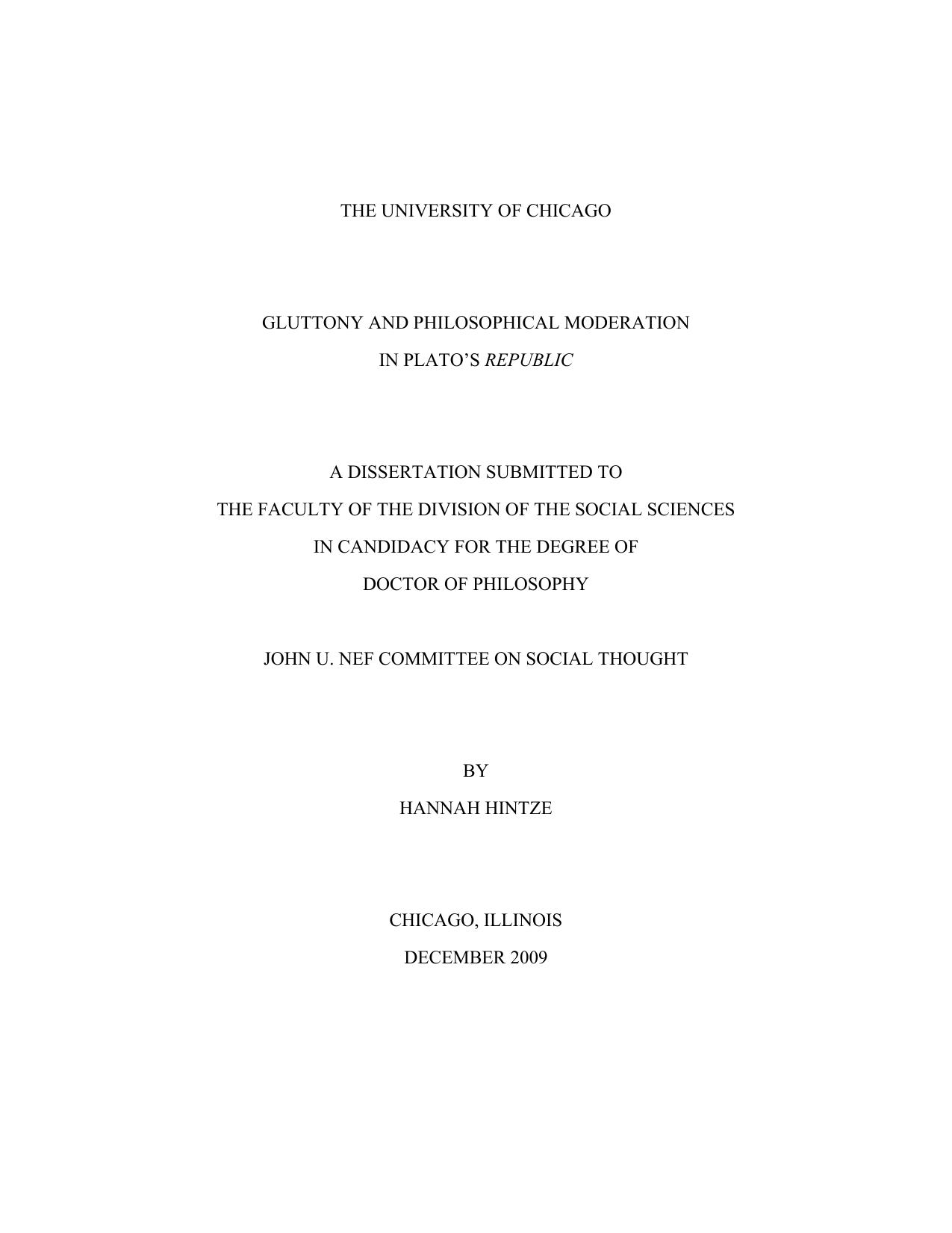 Gluttony and philosophical moderation in Plato's ''Republic'' by Hannah Hintze
