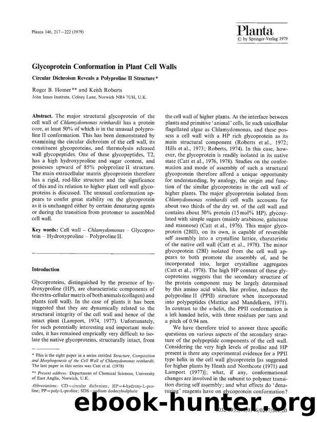 Glycoprotein conformation in plant cell walls by Unknown