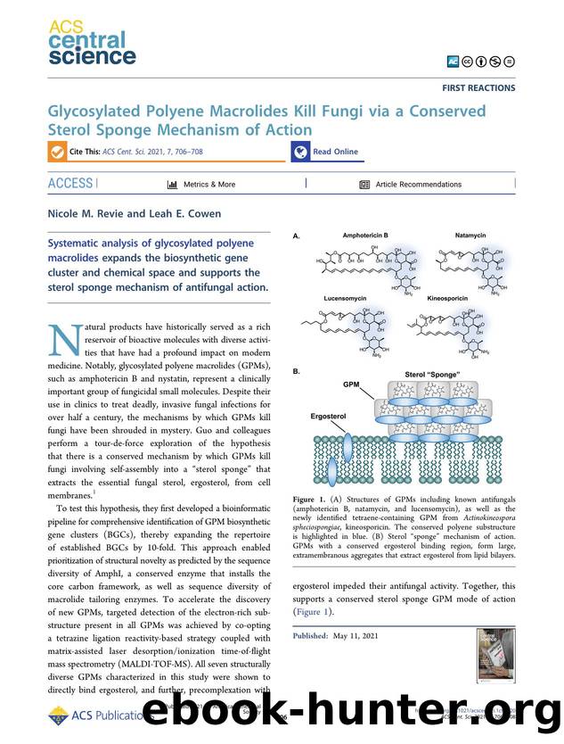 Glycosylated Polyene Macrolides Kill Fungi via a Conserved Sterol Sponge Mechanism of Action by Nicole M. Revie & Leah E. Cowen (ORCID: 0000-0001-5797-0110)