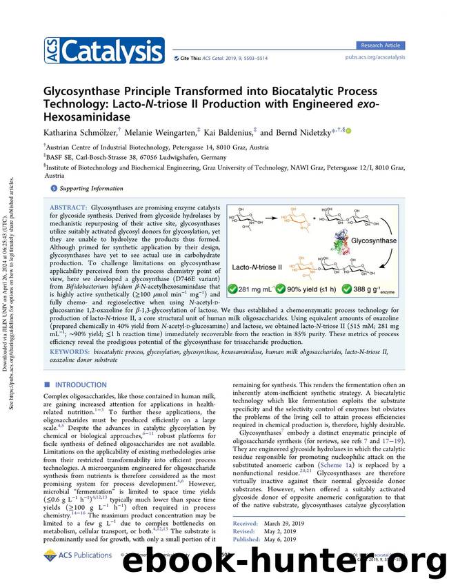 Glycosynthase Principle Transformed into Biocatalytic Process Technology: Lacto-N-triose II Production with Engineered exo-Hexosaminidase by Katharina Schmölzer Melanie Weingarten Kai Baldenius & Bernd Nidetzky