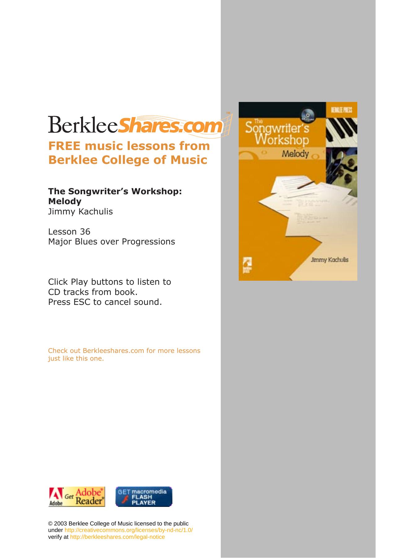 Go to Berkleeshares.com for more FREE music lessons by Major Blues over Progressions