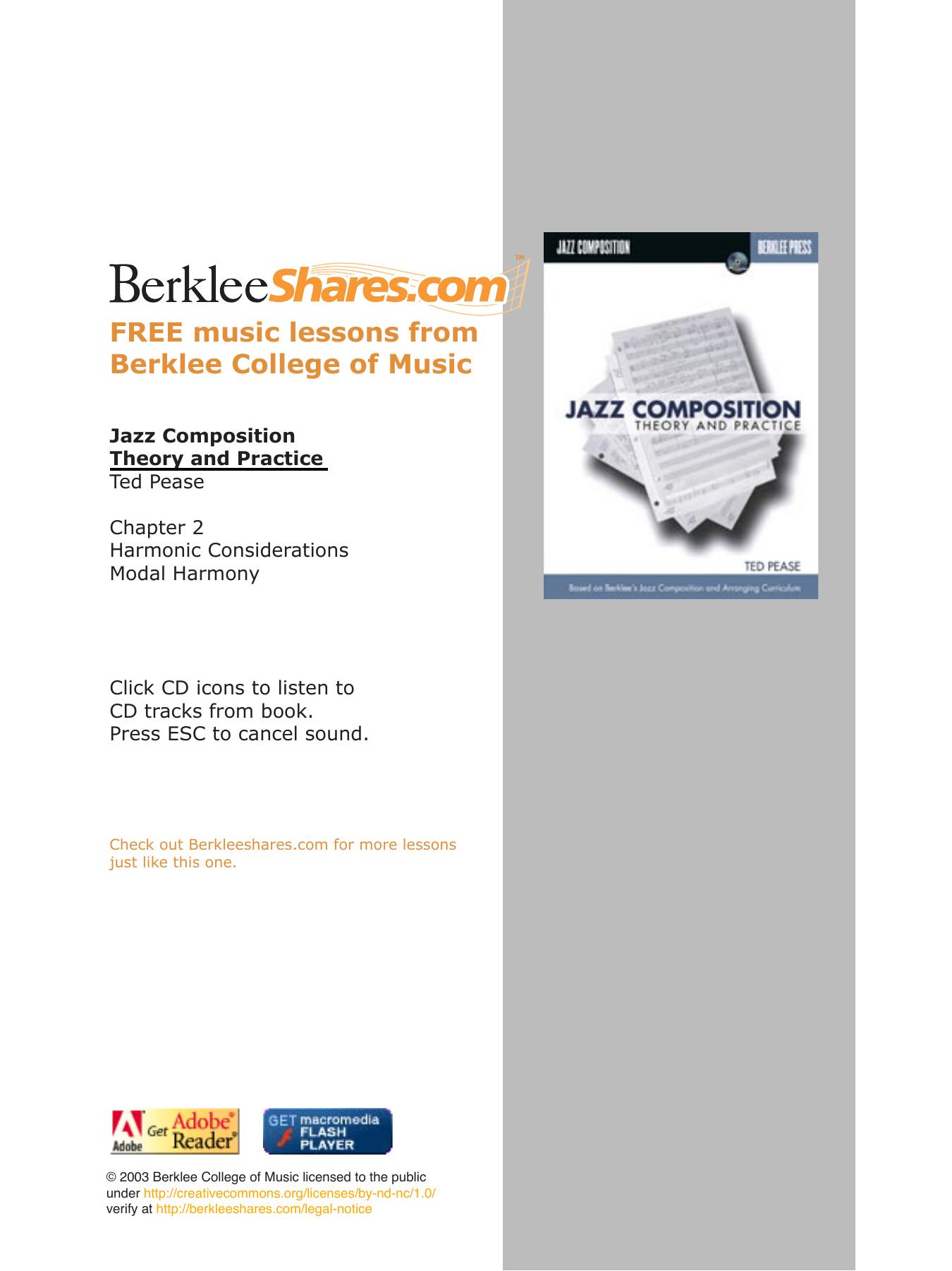 Go to Berkleeshares.com for more FREE music lessons by Modal Harmony Jazz