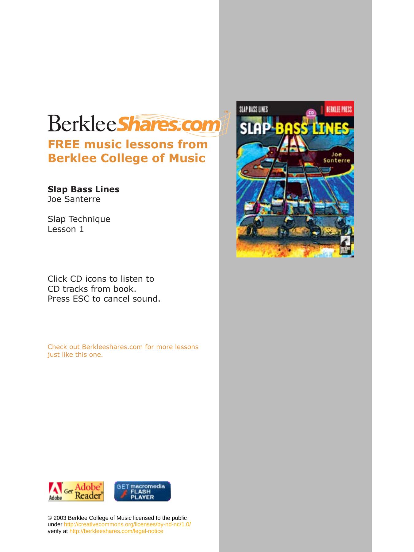 Go to Berkleeshares.com for more FREE music lessons by Slap Bass Lines