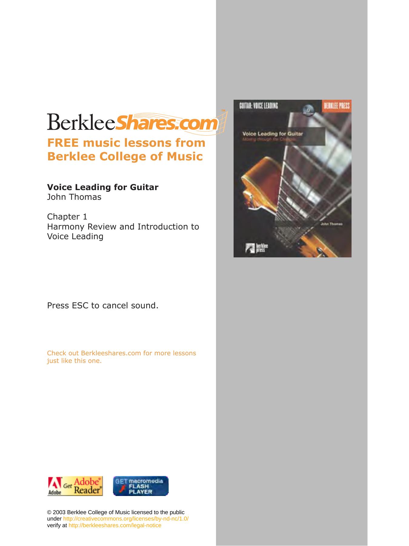 Go to Berkleeshares.com for more FREE music lessons by Voice Leading For Guitar