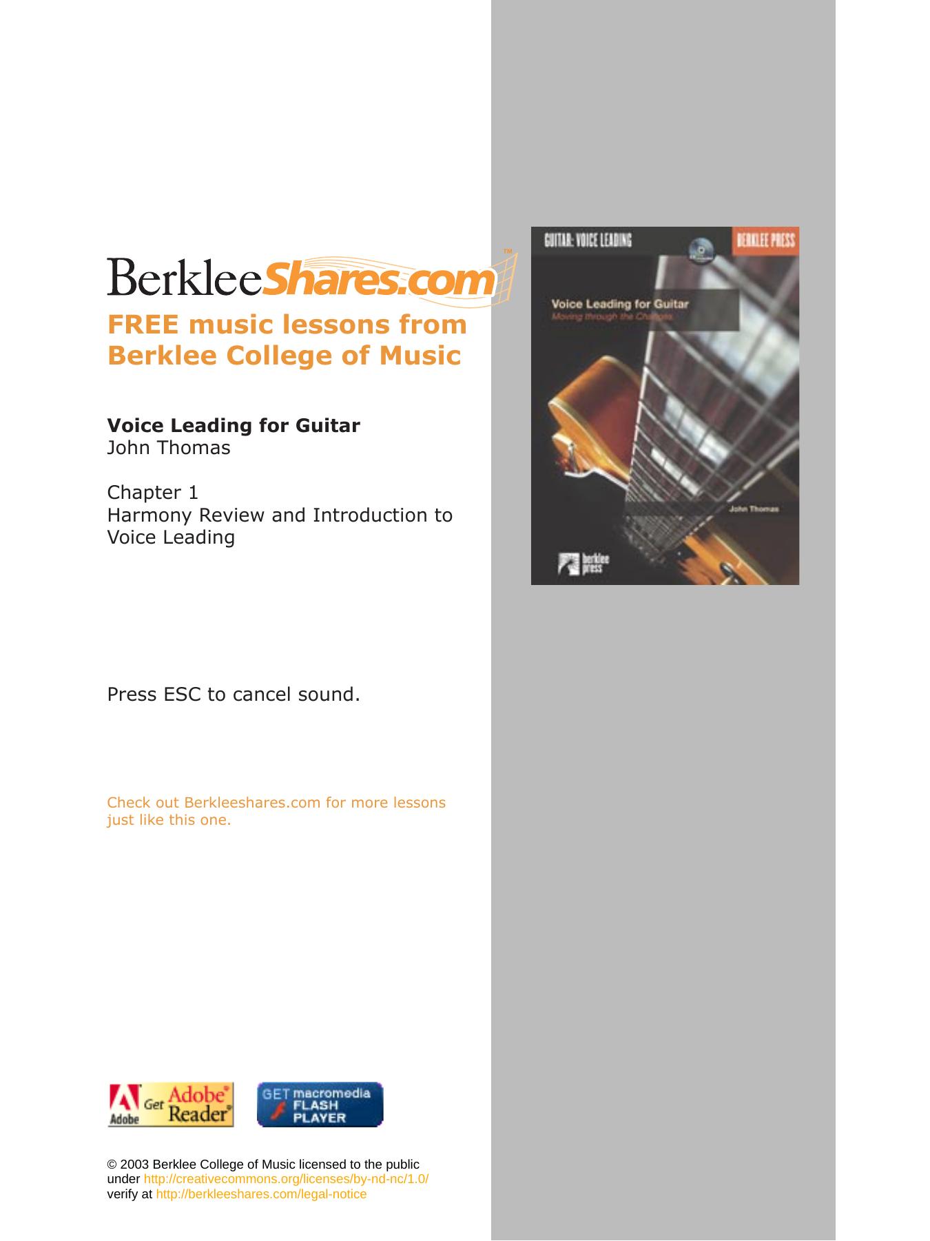 Go to Berkleeshares.com for more FREE music lessons by Voice Leading for Guitar
