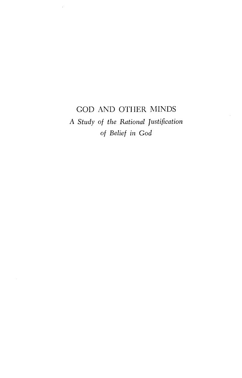 God and Other Minds: A Study of the Rational Justification of Belief in God by Alvin Plantinga